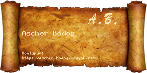 Ascher Bódog névjegykártya